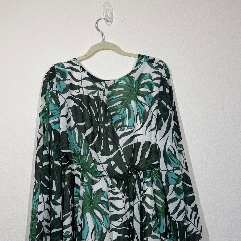 Meghan LA Tropical Leaf Print Handkerchief Dress - Picture 7 of 11